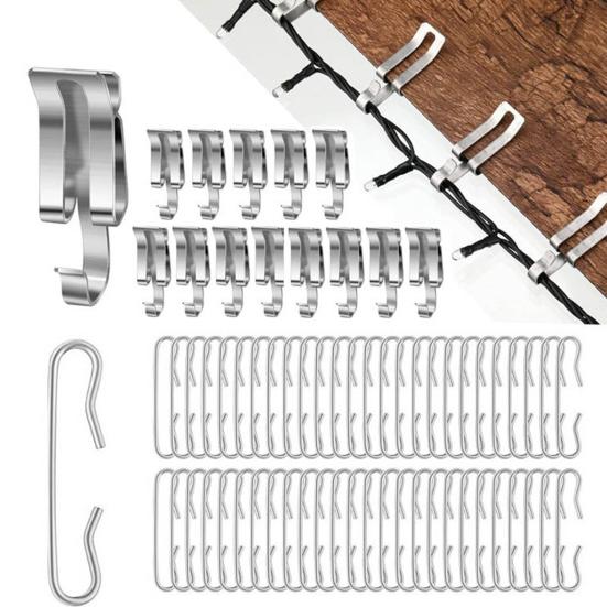 30Pcs Christmas Light Clips Metal Gutter Hooks Strong Load-bearing Weatherproof Outdoor Xmas