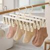 3 Pieces Windproof Underwear Sock Clips Non-Slip Rotatable Underwear Drying Clips with 8 Clips Detachable Clothes Drying Rack