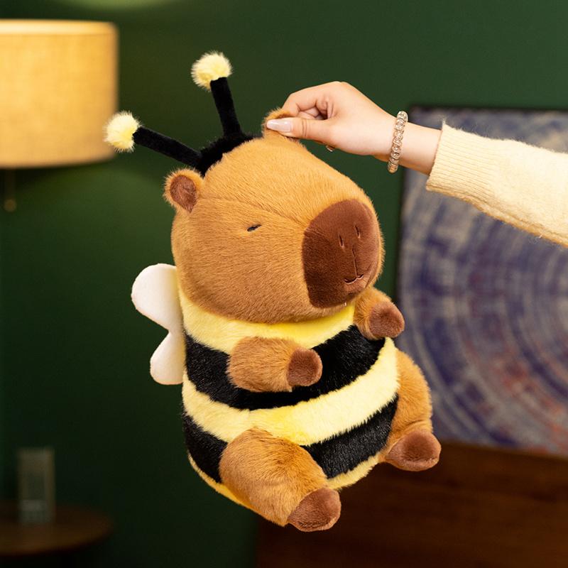 23/33CM Lovely Capybara Plush Toys Capybara Turn To Bee Pillow Stuffed Soft Animal Doll Creative Birthday Gift