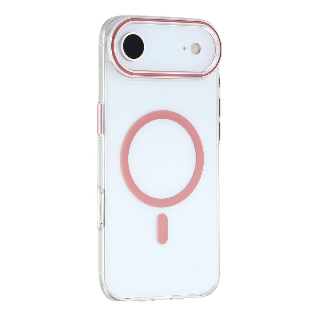 For iPhone Air Magnetic Case Clear PC Phone Back Cover with Metal Buttons