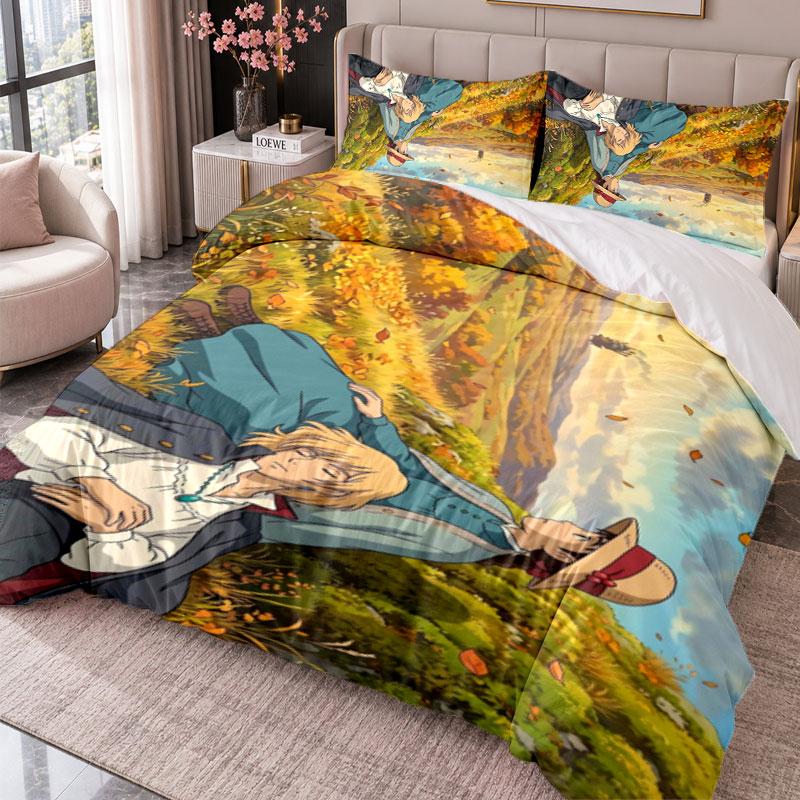 Howl's Moving Castle 3Pcs Bedding Set Duvet Cover With Two Pillowcases For Bedroom Home Decoration
