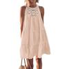 Damen Halter Neck Ärmellos Häkeldetail Lockerer Schnitt Sommer Swing Kleid