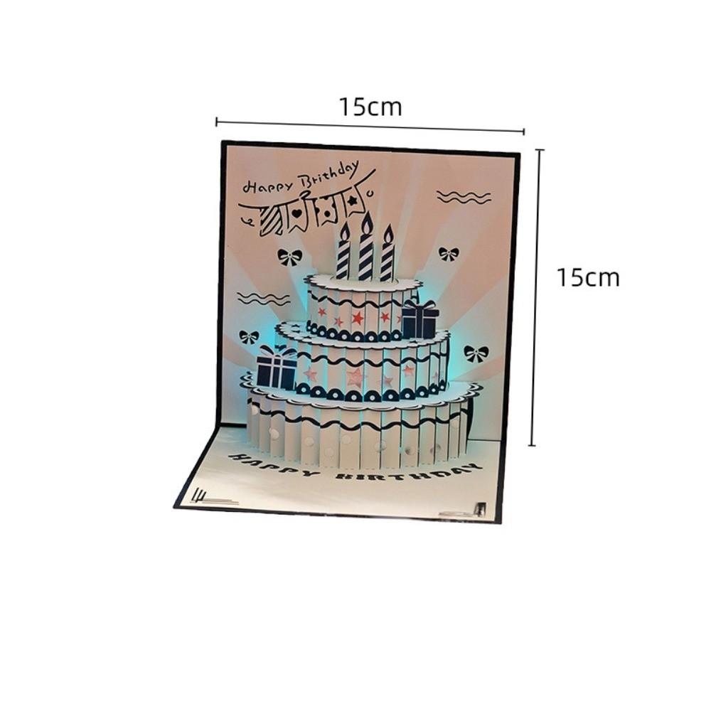 Pop Up Cake Happy Birthday Cake Card With Envelope Best Wishes Musical Light Greeting Card Greeting Invitation Cards