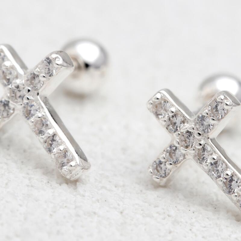 Women's Accessories Sari Daily Cubic Cross Piercing