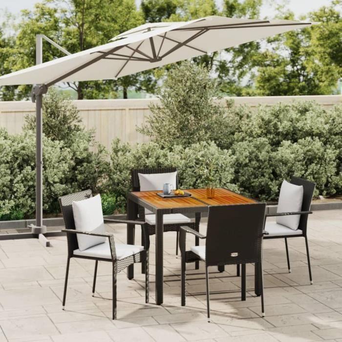VidaXL Mobilier à dîner de jardin et coussins 5pcs Noir Résine tressée 3184988