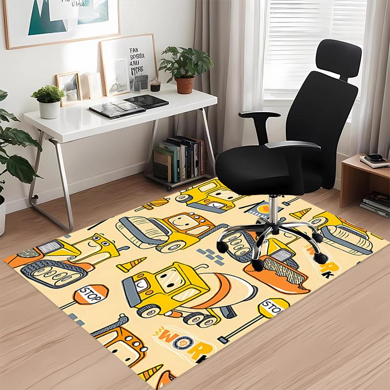 excavator Printed Carpet, for Office Chair Living Room Bedroom Kitchen Room Decor Gifts.