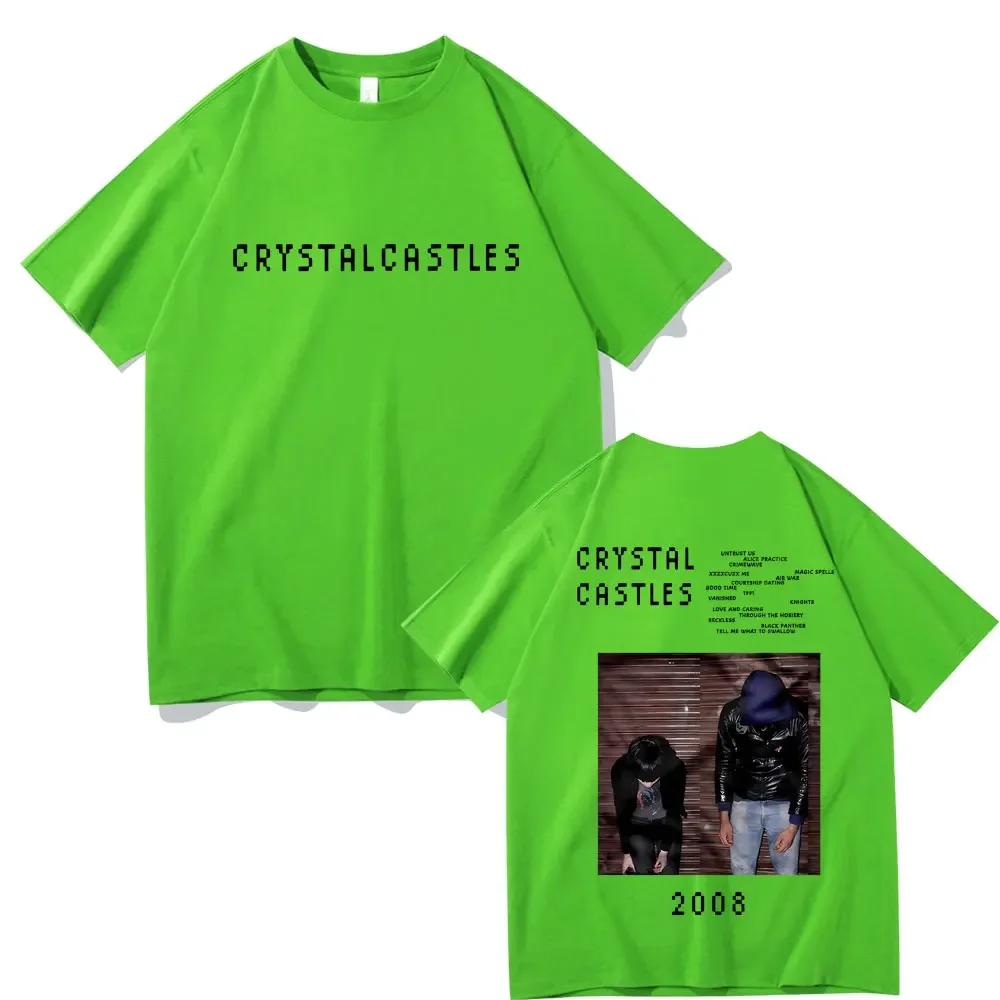 Crystal Castles Doppelseitig Bedruckte T-Shirts Unisex Wounisex Hip Hop Rock Übergroße T-Shirts Herren Gothic T-Shirt Unisexs Vintage T-Shirt B