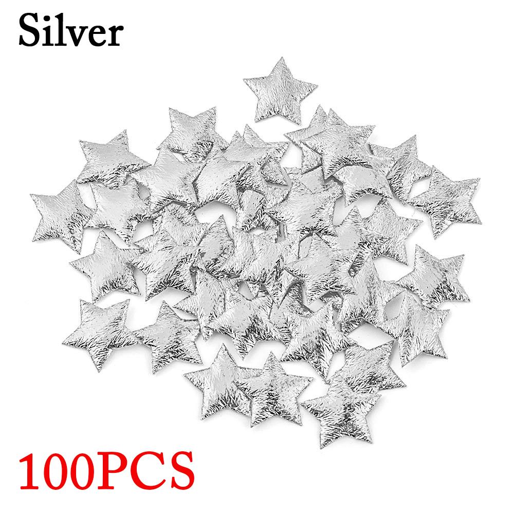 100Pcs Gold/Silver Stars for Christmas Party Decor Foam Fabric Stars DIY Scrapbook Cards Ornaments Embellishments Accessory