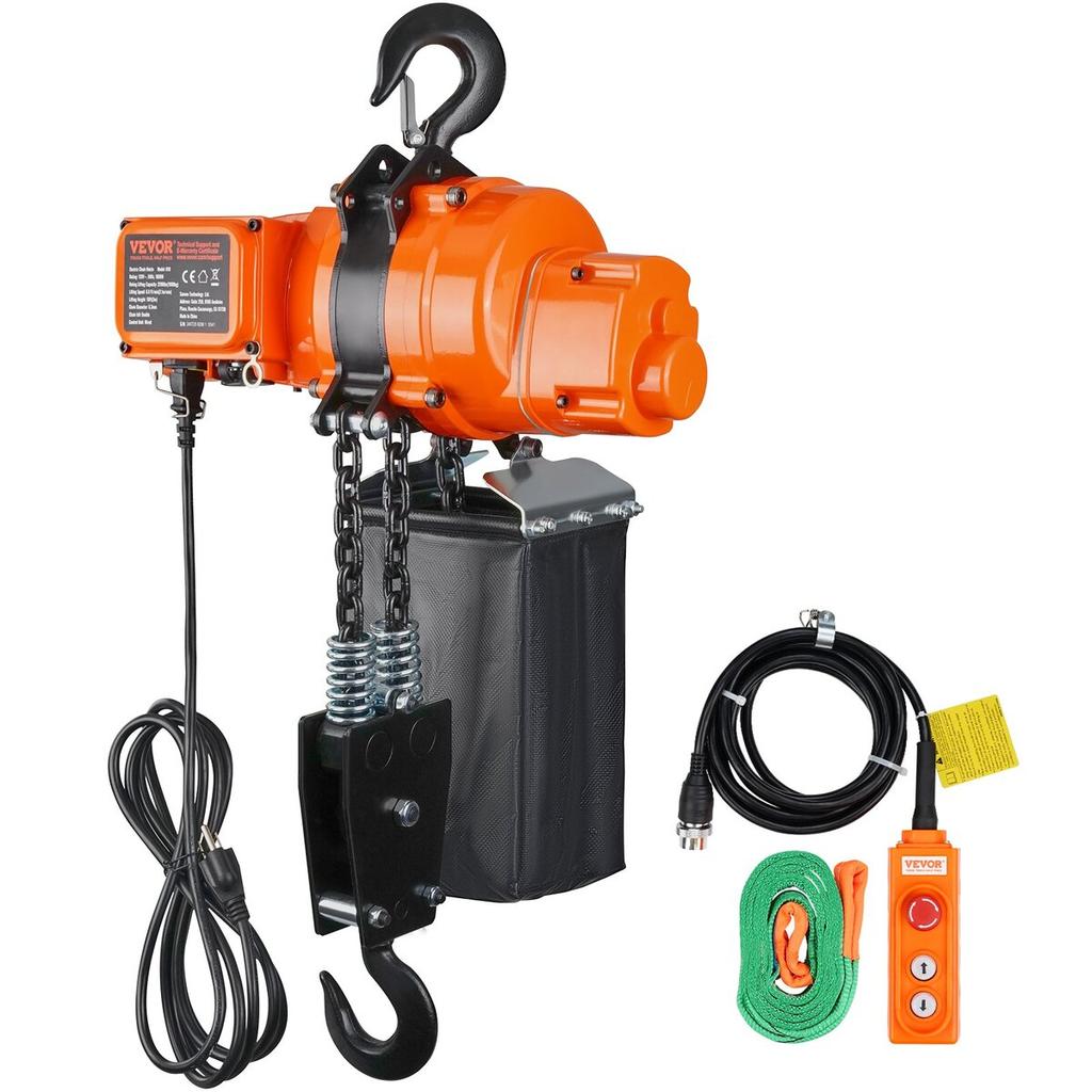 Electric Chain Hoist Single Phase Crane Hoist 2200 lbs Load 10 ft Lifting