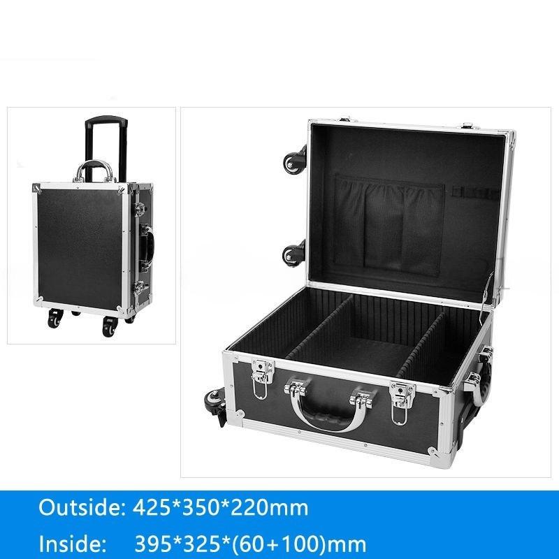 Aluminum Trolley Toolbox Shockproof Hardware Equipment Suitcase Instrument Protection Lockable Luggage Compartment