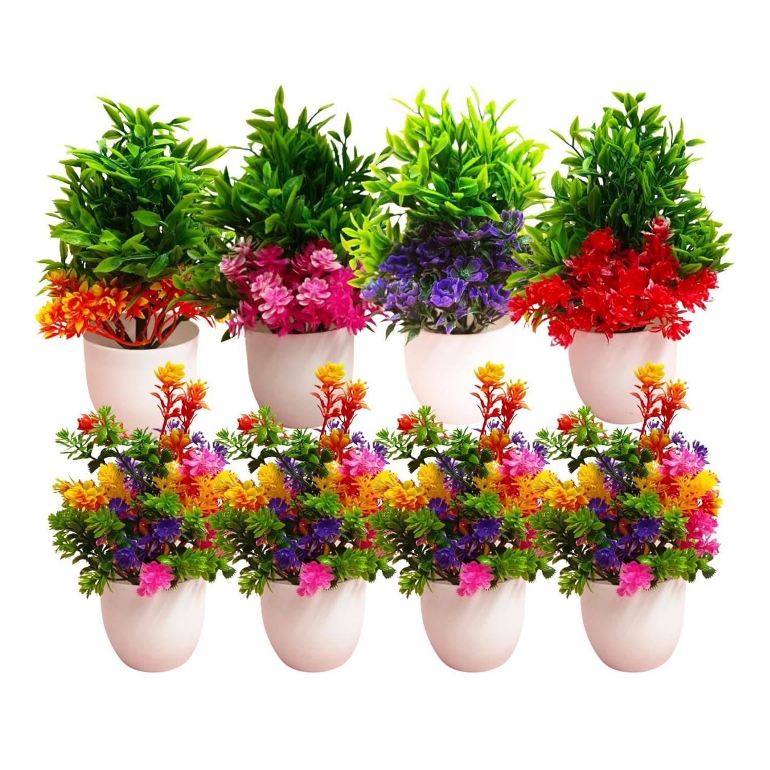 Artificial Potted Plants, Artificial Plastic Eucalyptus Plants Small Indoor Potted Houseplants, Small Faux Plants for Home Decor