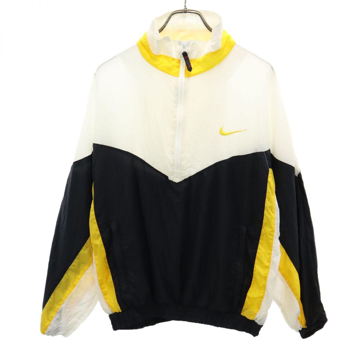 

NIKE 90s Old White Tag Half zip Nylon jacket M White x black pullover Men s Used