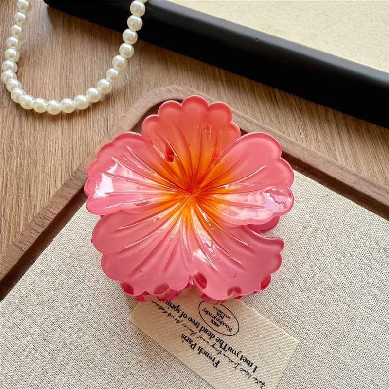 8CM Hair Claws Headwear Accessories Gradient Flower Acrylic Hair Clip Women Large Sweet Hair Claws Crab Clamp Barrettes Hawaiian