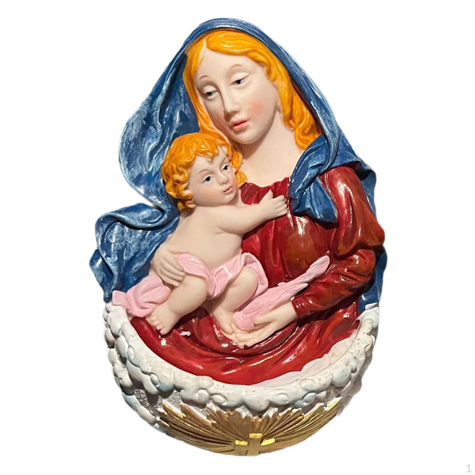 

Религиозная фигура Статуя Католический Иисус Мать Мария Скульптура Раскрашенная вручную Настенный декор для Style B