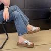 French Thick-bottomed Cool Slippers for Women's Summer Outer Wear 2025 New Cross-strapped Flat-bottomed High-end Skirt One-word Slippers