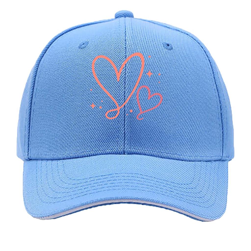 Playful Double Heart Line Art Sandwich Baseball Cap Sun Cap Outdoor Workouts Hat