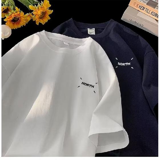 Tricou cu mâneci scurte imprimat cu litere la modă, cu gât rotund, pentru vară, în top casual