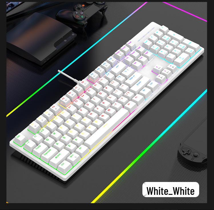 K104 Mechanical Keyboard, Blue Switch, 7-Color Lighting, 26-Key Anti-Ghosting for Office and Gaming.