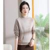 New middle-aged and elderly women's semi-turtleneck warm knitted jacquard bottoming shirt mother sweater piled and thickened autumn and winter