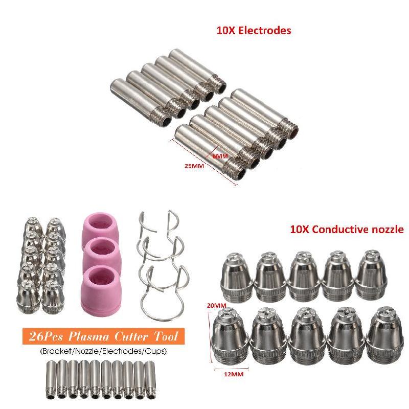 26Pcs Plasma Cutter Consumables Kit SG-55 AG-60 WSD-60P Cutting Torch Tip Nozzle