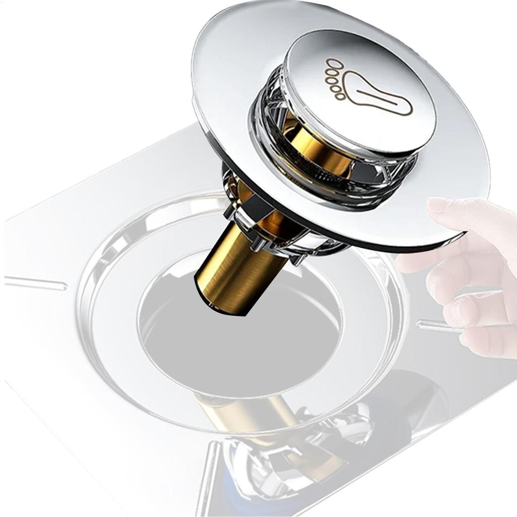 10*10cm Brass Chrome Pop-up Foot Floor Drain Anti-odor Bath Drains Push Down Deodorization Square Matte Shower Room Plug Cover