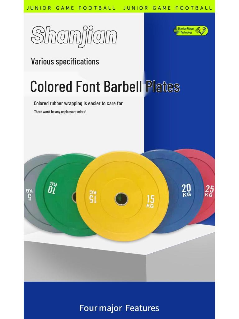 Colorful Rubber Weightlifting Plates - Drop-Resistant Set for Gym & Home Training