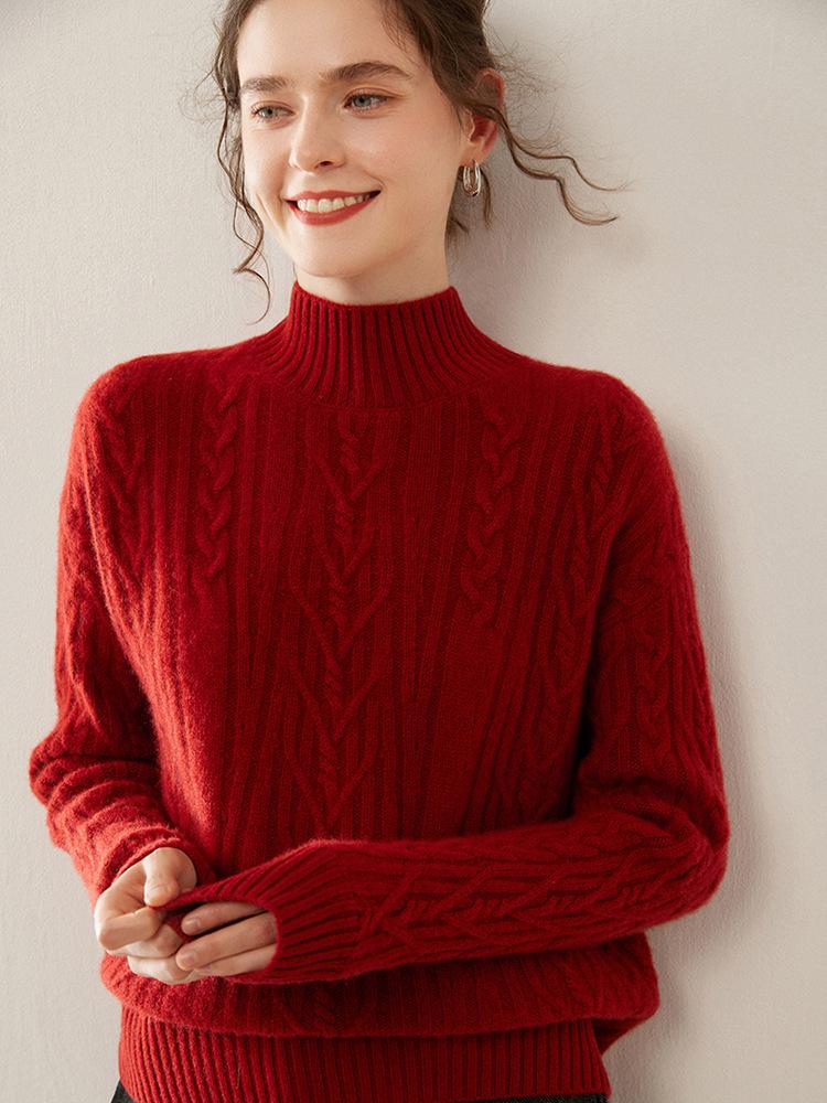 Retro Cable Knit Three-Ply Thickened Loose Pullover Sweater for Autumn and Winter