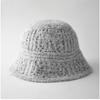 New Winter Hollow Knitted Bucket Hat Women'S Fashion Simple Casual Versatile Face Small Wool Pullover Basin Hat