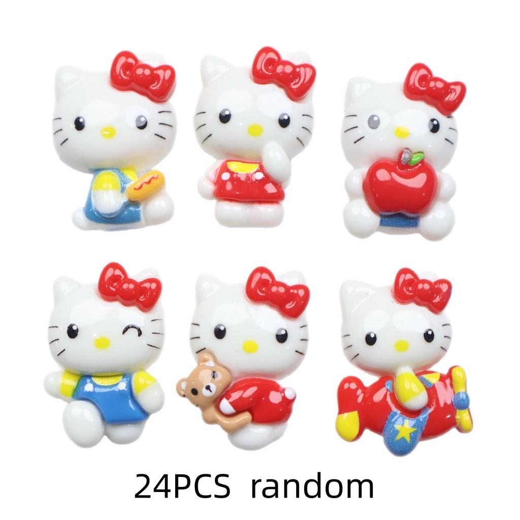 24/120PCS Cartoon DIY Accessories Apple Kitten DIY Resin Accessories Phone Case Hair Clip Keychain Pendant Accessories