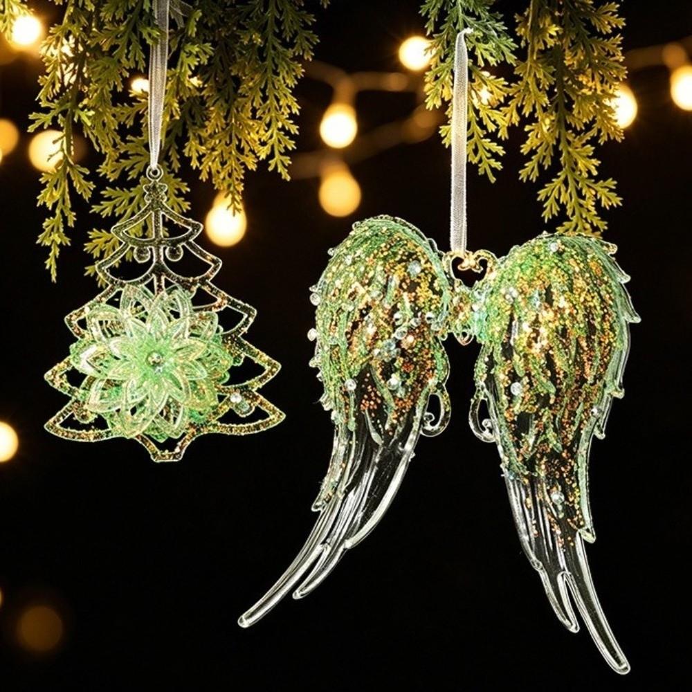Butterfly Christmas Tree Hanging Decor Glitter Dust Finish Glitter Xmas Tree Ornament Home Party