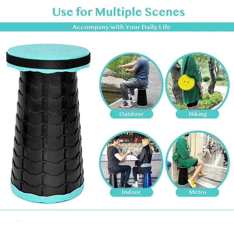 Teleskopowe krzesło wędkarskie z regulowaną wysokością, przenośne i składane plastikowe siedzisko do użytku na zewnątrz do wędrówek, wędkarstwa