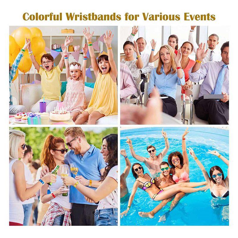 ABJI-3000 PCS Neon Colored Wristbands For Events, Synthetic Paper Waterproof Lightweight Activity Identification Wristbands