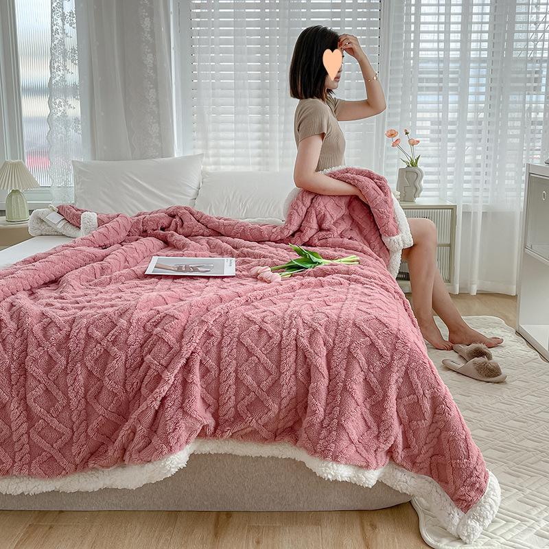 Autumn and Winter Lamb Fleece Blanket Double Sided Thickened Coral Fleece Blanket Nap Blanket Blanket Cover Blanket