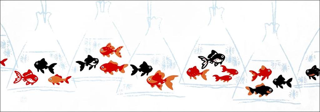 Dyeing Anbo Hand Towel Scooping Authentic Dyed Cotton Tokuoka Made in Japan 35cm x 100cm "Goldfish - Polyester" 100%