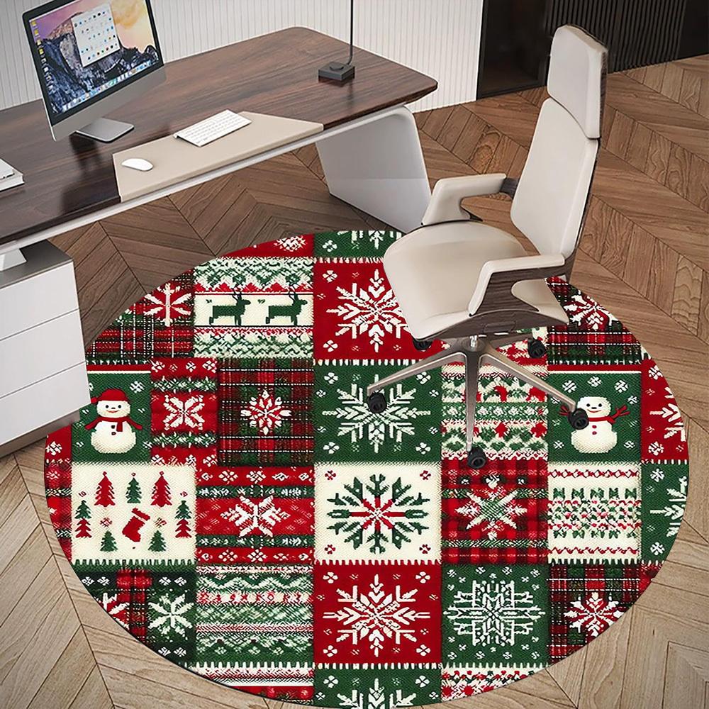 1pc Christmas, Pattern Round Chair Mat Area Rug - Non-Slip, Floor Mat for Office, Bedroom, and Indoor Decor -1002195