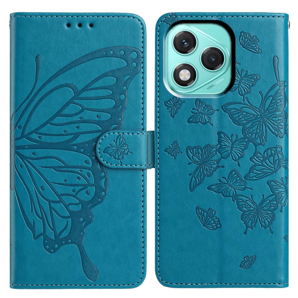 Für Honor 400 Lite 5G Hülle Schmetterling Geprägte Brieftasche Ständer PU Leder Klapphülle mit Riemen