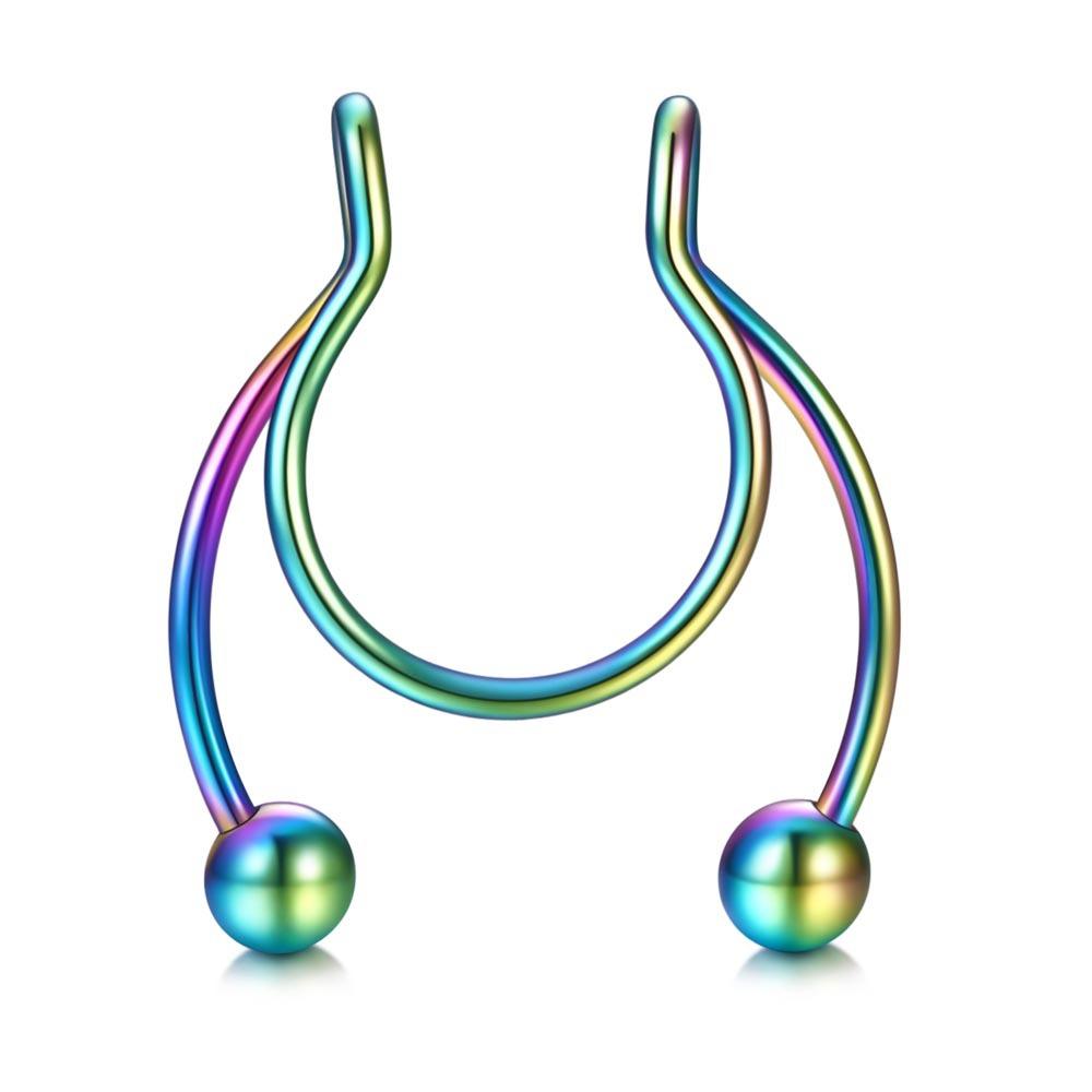 1pcs U-shaped Non-pierced Fake Nose Septum Piercing Surgical Steel Nose Spiral Hoop Rings for Women Men Nose Piercing Nariz