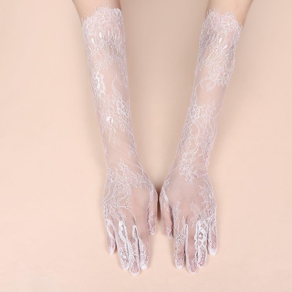 Netz-Langhandschuhe Transparente Brautkleid-Accessoires Dünne Spitzenhandschuhe Damen