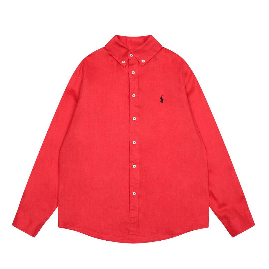Ralph Lauren Unisex Polo: Little Horse Embroidery, Solid Color, Long Sleeve, Classic Casual Lapel Shirt