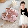 Children's Hollow Woven Sandals2026New Spring and Summer Girls' Cute Bow Princess Sandals Beach Shoes