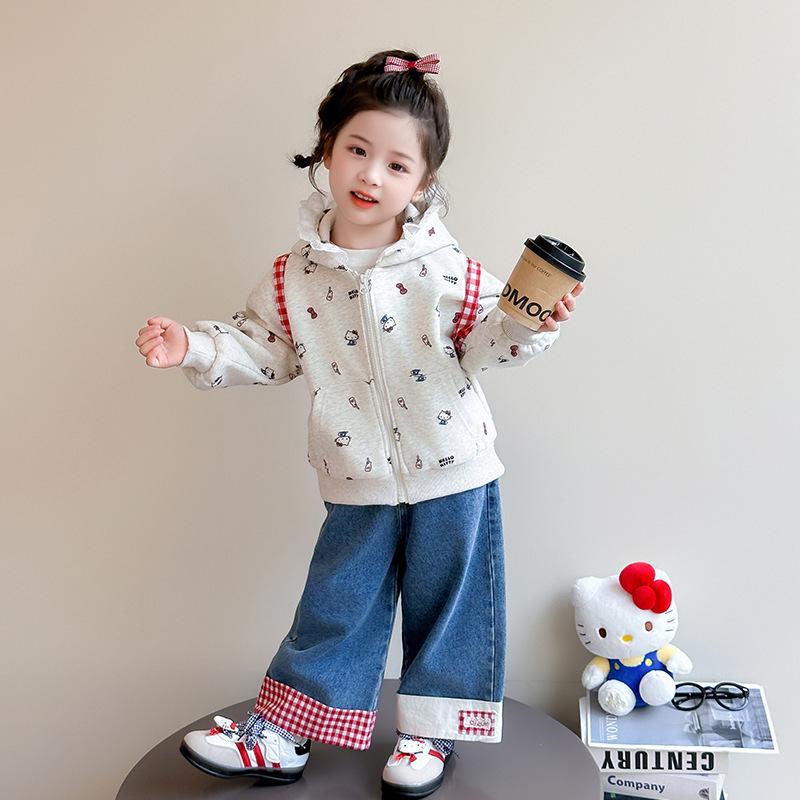 Dívčí kreslená krajková podzimní sada 2025: Nový módní ležérní outfit