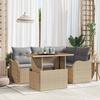 Garden Sofa Set with Cushions 5 pcs Beige and Light Grey Poly Rattan