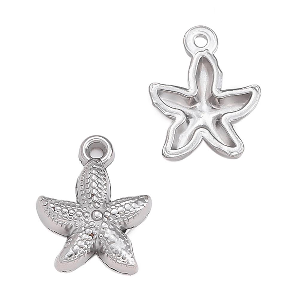 2Pcs Stainless Steel Ocean Theme Shell Starfish Turtle Conch Charms for DIY Handmade Earring Necklace Bracelet Jewelry Making