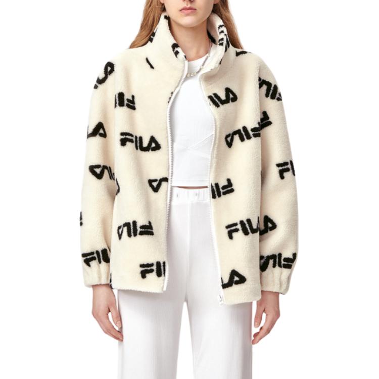 FILA Fleece Sports Stand Collar Jacket Women outerwear Off-White F11W149510FIV