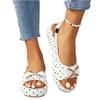 Women Plus Size Casual Open Toe Sandals with Bowknot Decoration Polka Dot Pattern Comfortable Slingback Flat Shoes for Everyday Wear