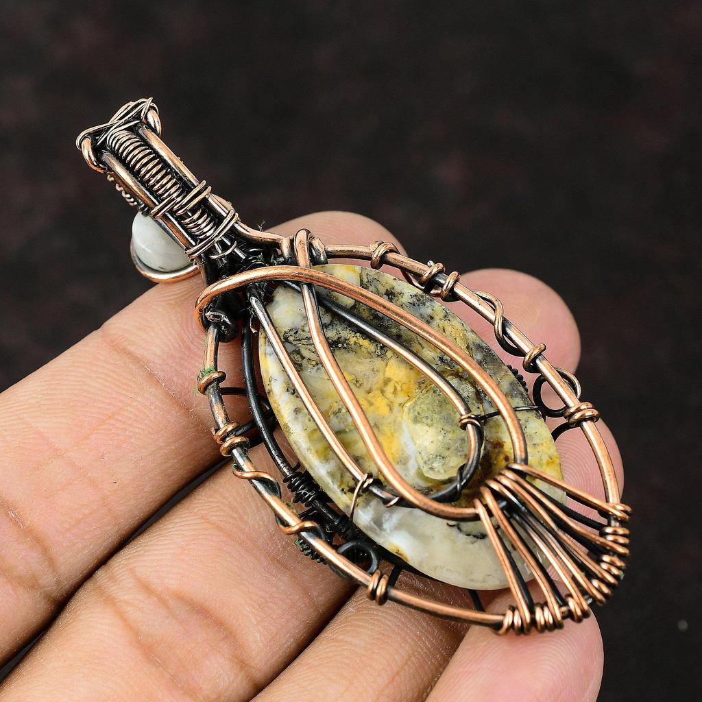 Evil Eye Plume Achat Kupferdraht gewickelt Anhänger Mondstein Kupfer Schmuck Handarbeit Anhänger Designer Anhänger Evil Eye Schmuck Geschenk für Mutter