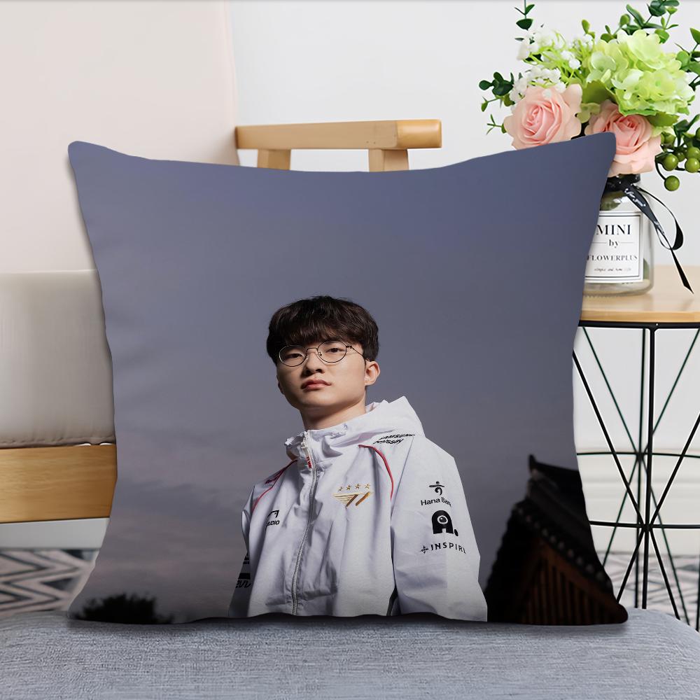 Faker LOLS SKT T1 2024 Five Champion Pillow Case Fan Style Square Home Decor Cushion Cover Design Printed