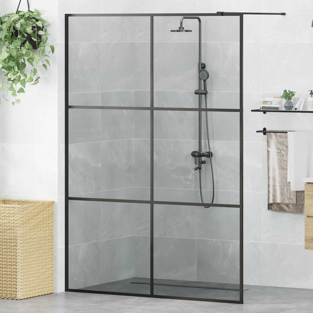 Walk In Shower Screen Black 140 X 195 Cm Tempered Glass