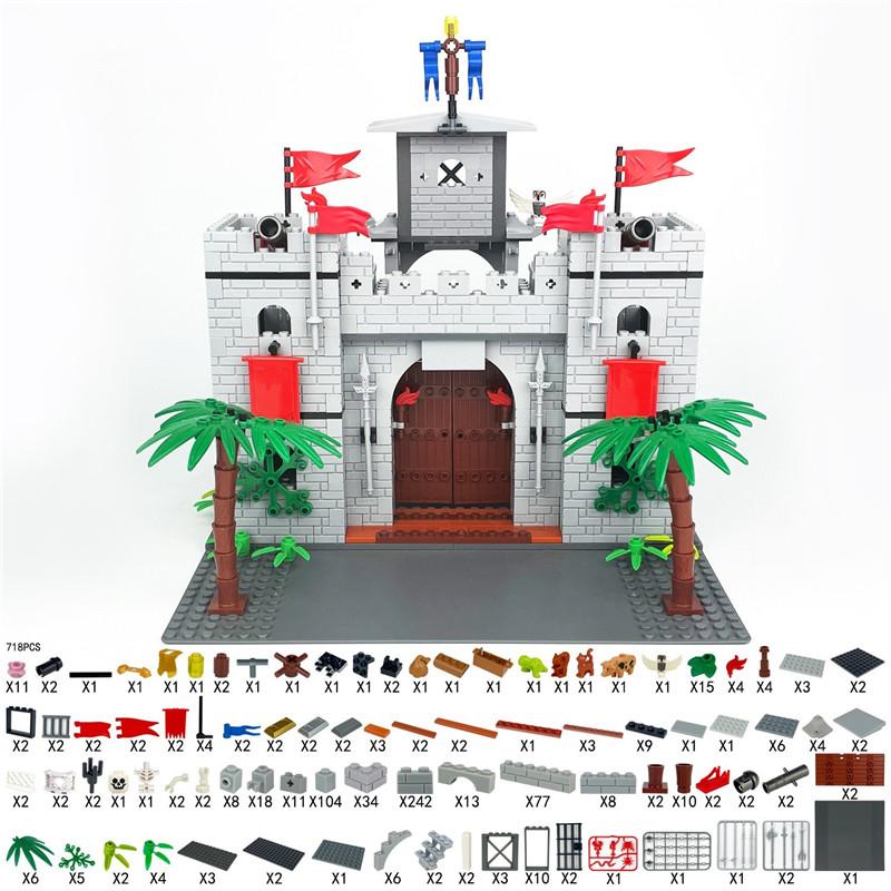 Medieval Cherbourg Castle Modular Buildings toy Imaginative Construction Castle Building Blocks Sets Blocks Playthings Room Decor Gifts