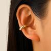 Clip per orecchio retrò francese a doppio strato in lega senza buco: Ear Cuff Semplice da Donna, Stile Freddo, di Nicchia Coreano, Temperamento